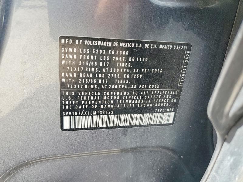 2020 VOLKSWAGEN TIGUAN S 13