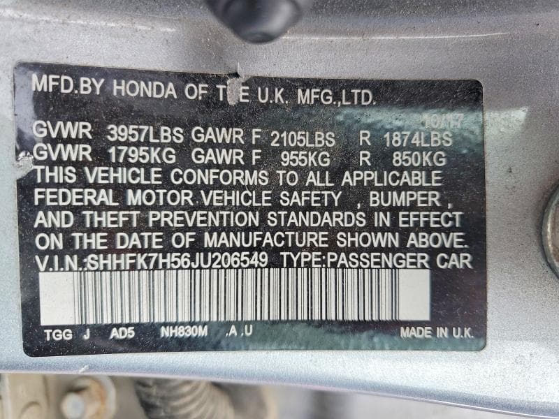 2018 HONDA CIVIC EX EX 12