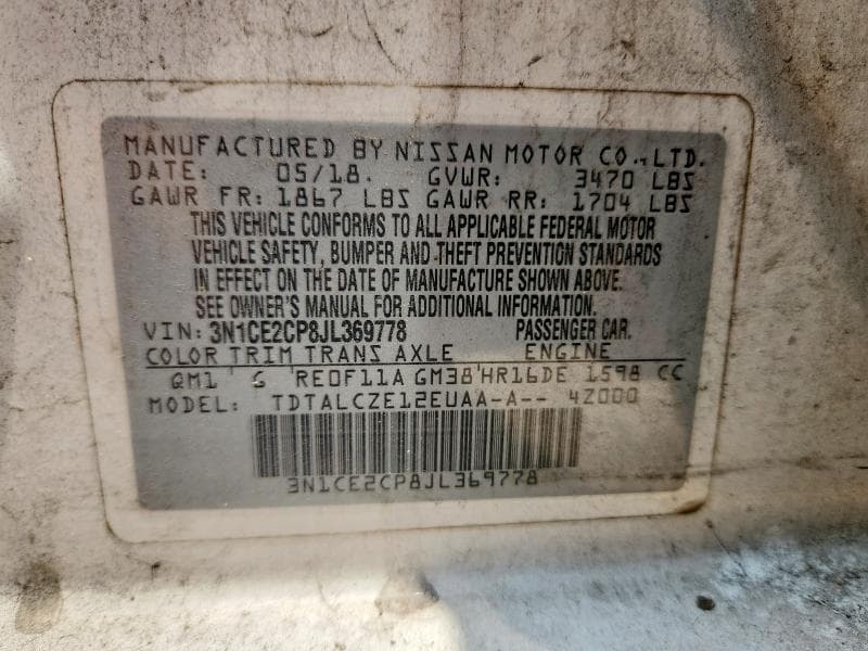 2018 NISSAN VERSA NOTE S 12