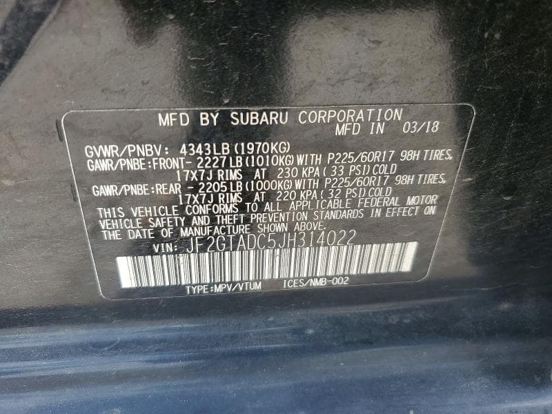 2018 SUBARU CROSSTREK PREMIUM 12