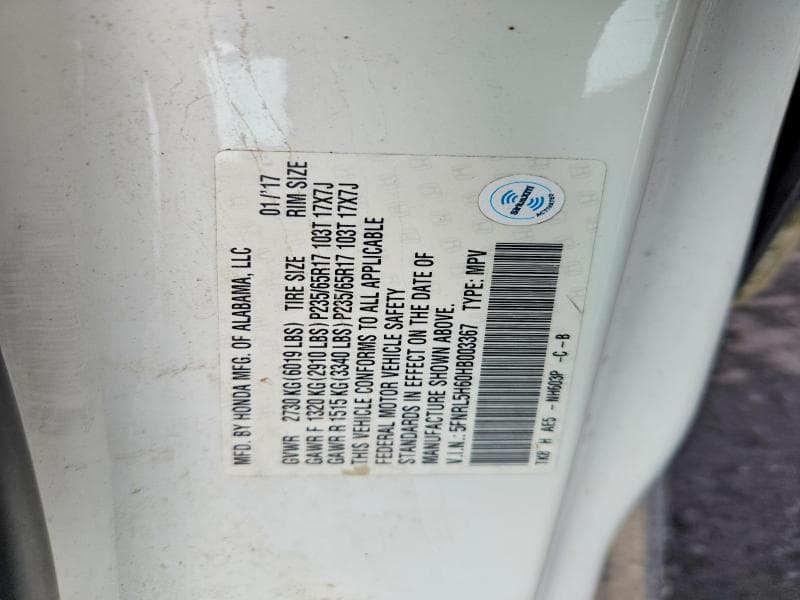 2017 HONDA ODYSSEY EXL EXL 12