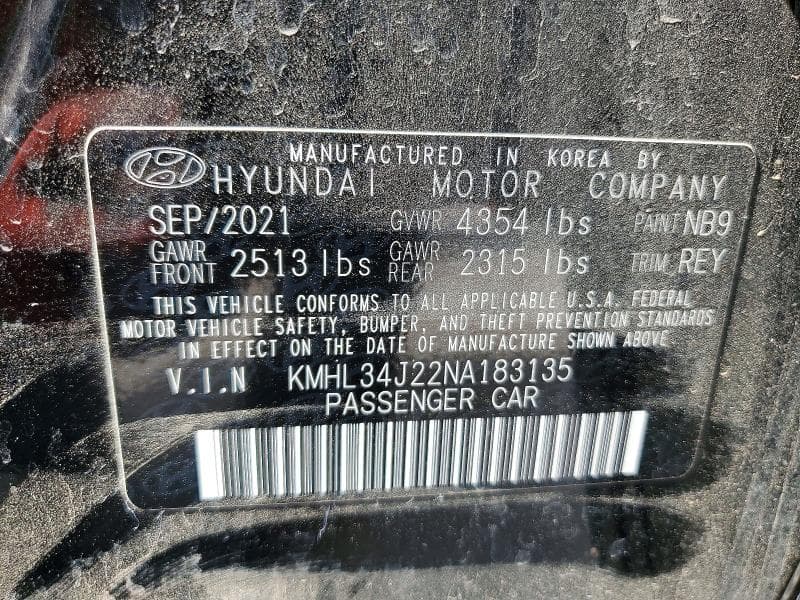 2022 HYUNDAI SONATA LIMITED LIMITED 12