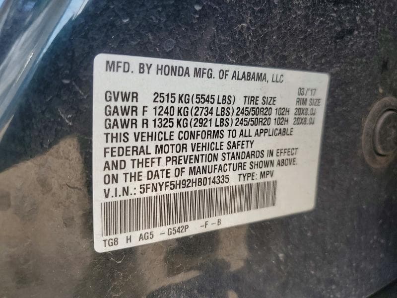 2017 HONDA PILOT TOURING 13