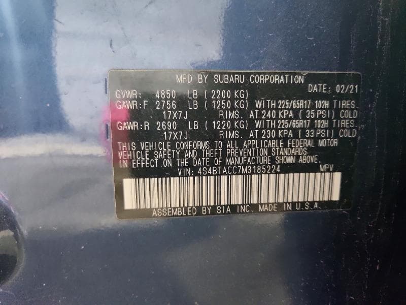 2021 SUBARU OUTBACK PREMIUM 13