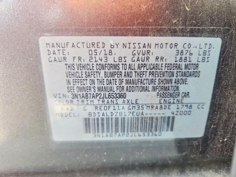 2018 NISSAN SENTRA SV 13