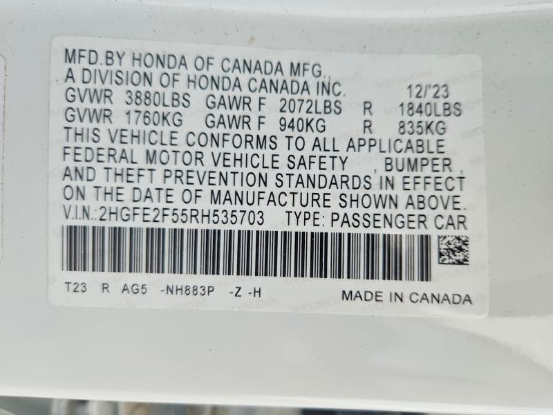 2024 HONDA CIVIC SPORT 12