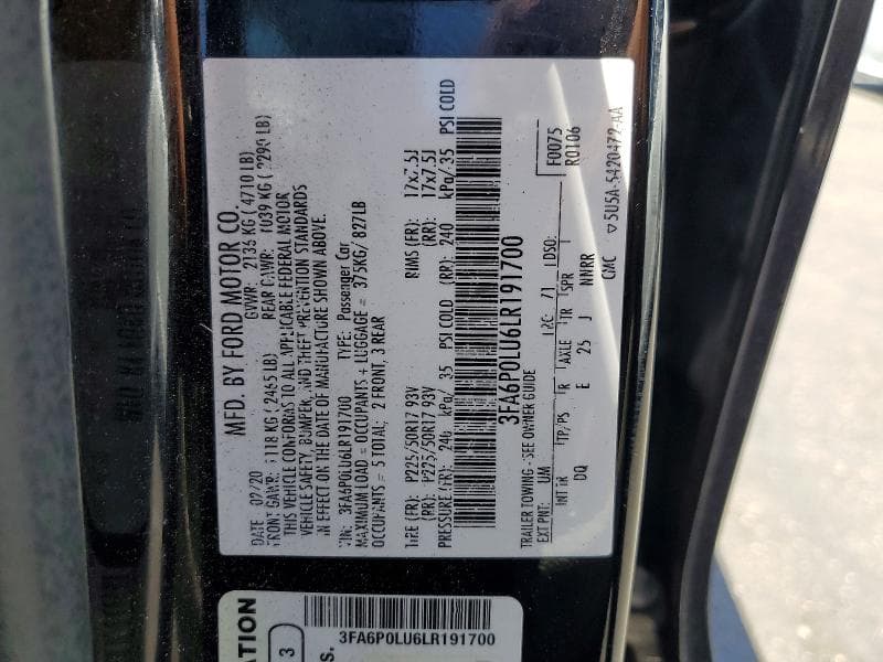 2020 FORD FUSION SE 12