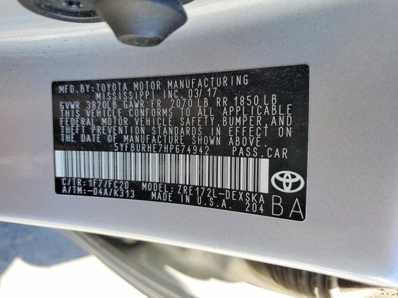 2017 TOYOTA COROLLA SE 13