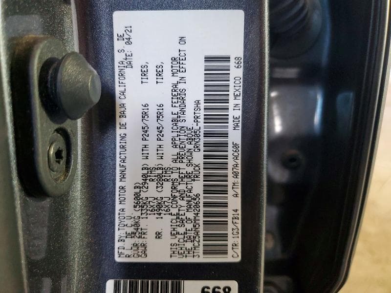 2021 TOYOTA TACOMA SR V6 SR V6 12