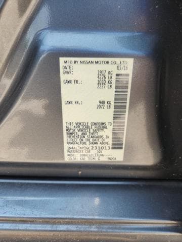 2016 NISSAN ALTIMA 2.5 S 2.5 S 12