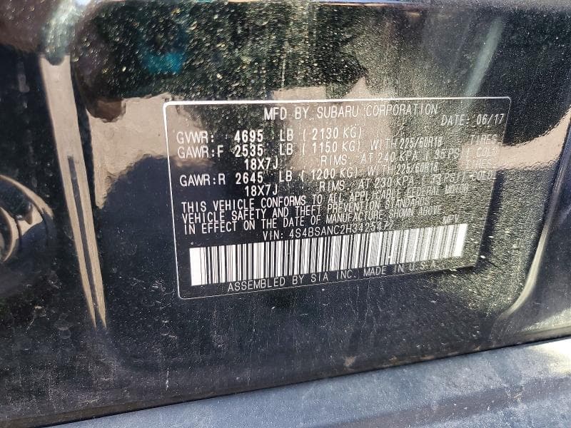 2017 SUBARU OUTBACK 2.5I LIMITED 2.5I LIMITED 12