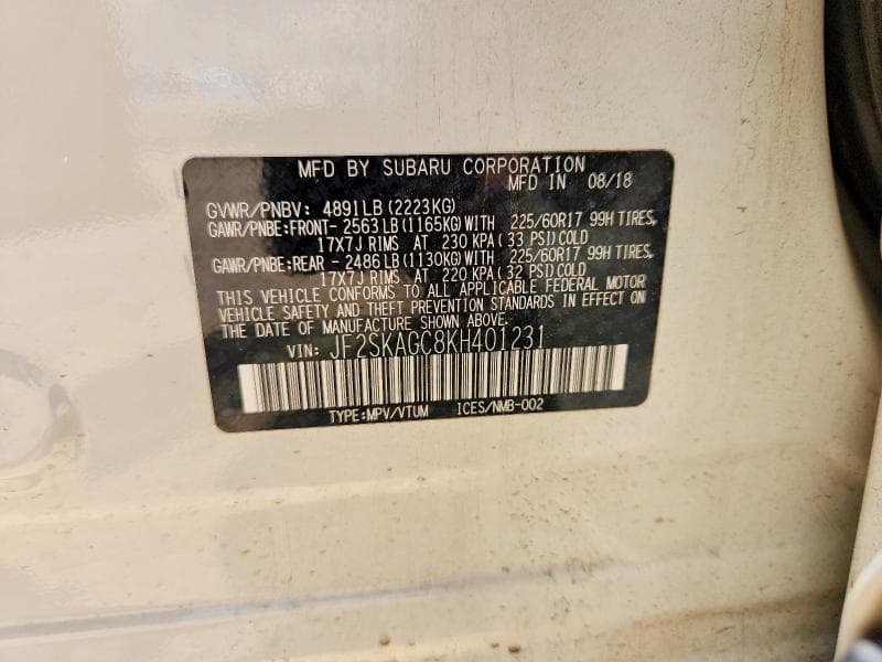 2019 SUBARU FORESTER PREMIUM 12