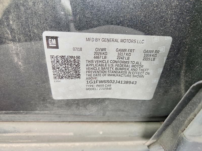 2018 CHEVROLET BOLT EV LT LT 12