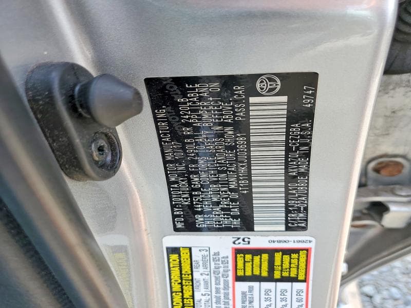 2018 TOYOTA CAMRY XLE XLE 12