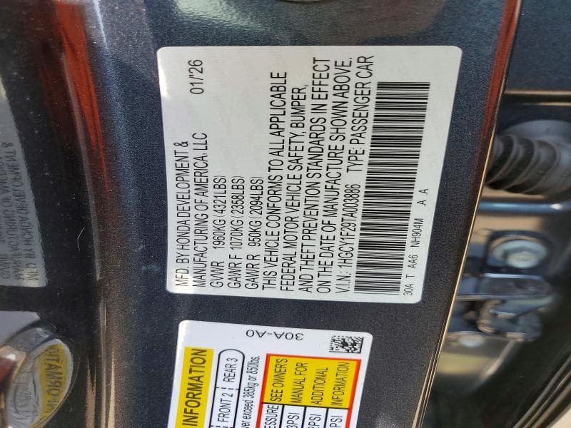 2026 HONDA ACCORD LX LX 12