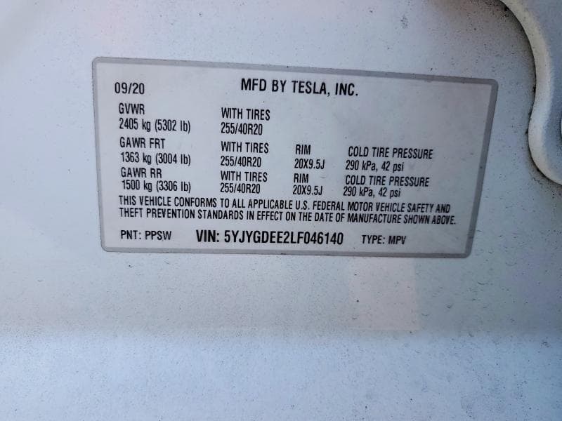 2020 TESLA MODEL Y 12
