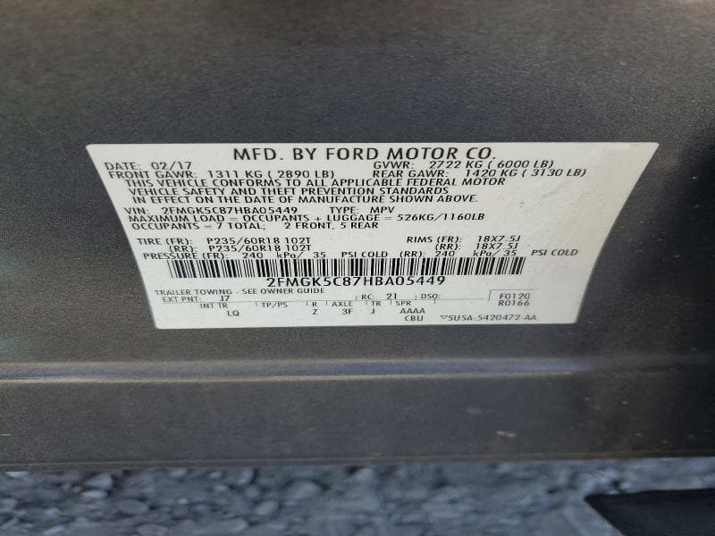 2017 FORD FLEX SEL 13
