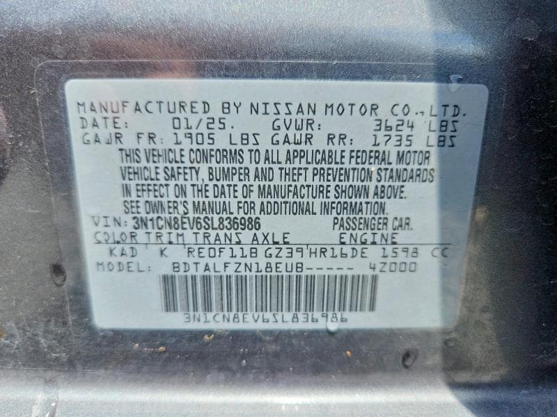 2025 NISSAN VERSA SV SV 13