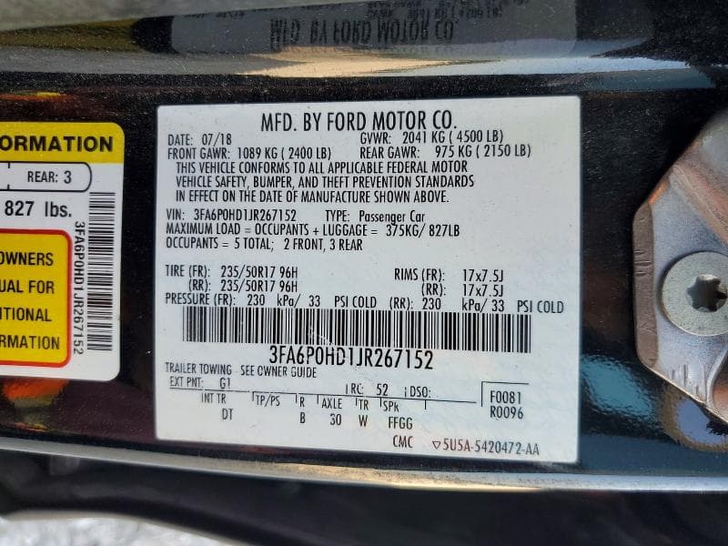 2018 FORD FUSION SE SE 12
