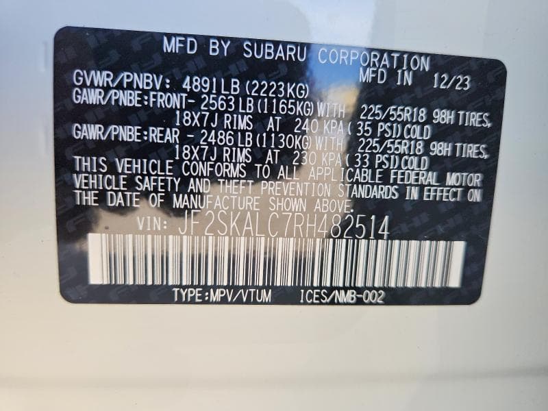 2024 SUBARU FORESTER LIMITED 13