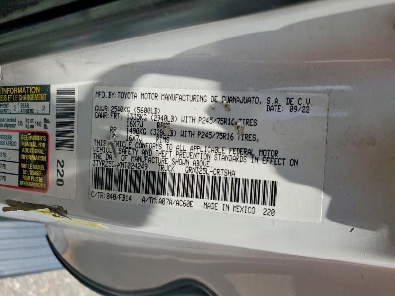 2022 TOYOTA TACOMA SR V6 SR V6 12