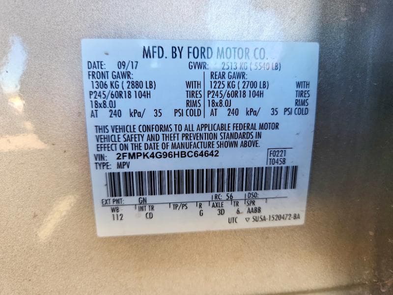 2017 FORD EDGE SE SE 12