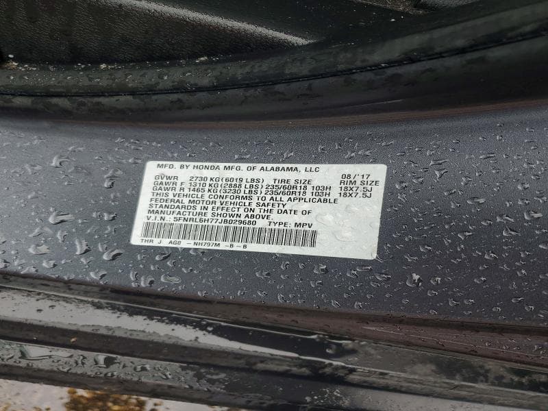 2018 HONDA ODYSSEY EXL 13