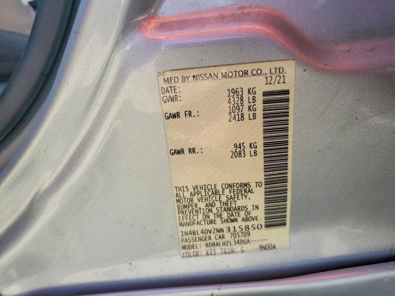 2022 NISSAN ALTIMA SV 12