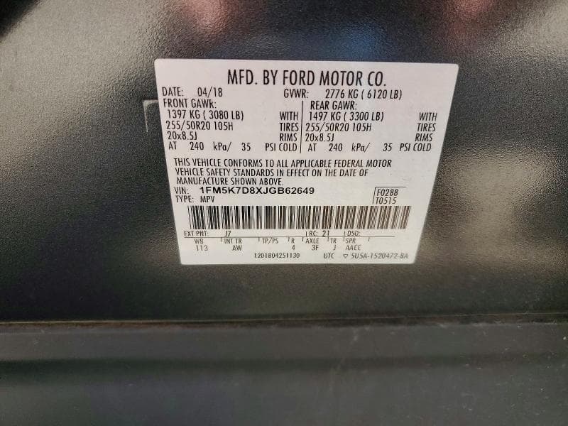 2018 FORD EXPLORER XLT 13