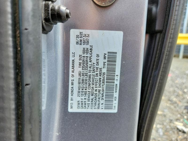 2020 HONDA ODYSSEY EXL 12