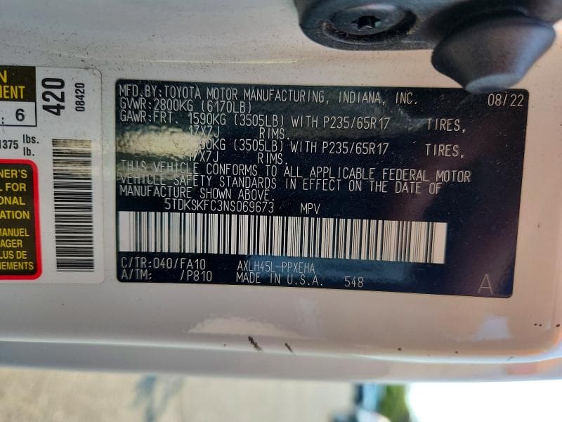 2022 TOYOTA SIENNA LE 13