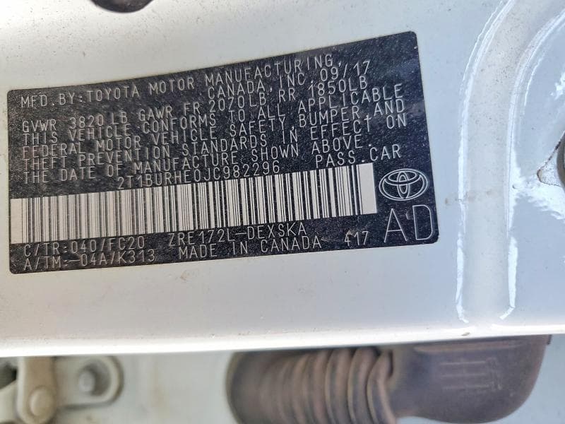 2018 TOYOTA COROLLA SE 12