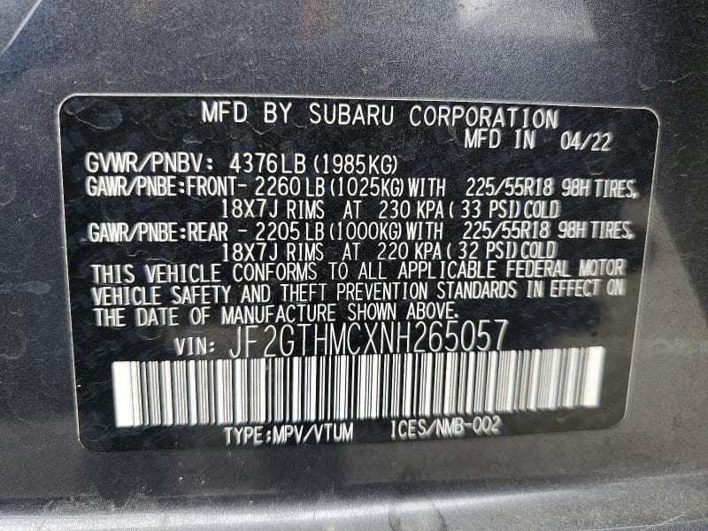 2022 SUBARU CROSSTREK LIMITED 13