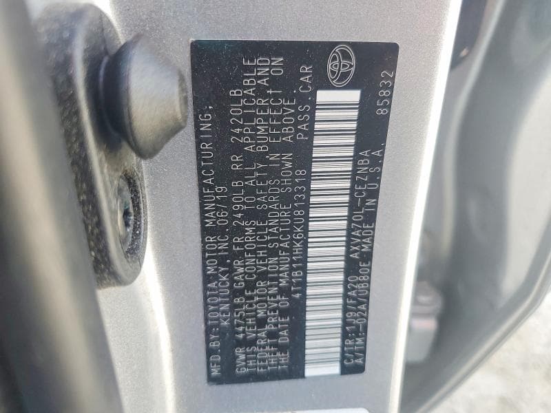 2019 TOYOTA CAMRY LE 12