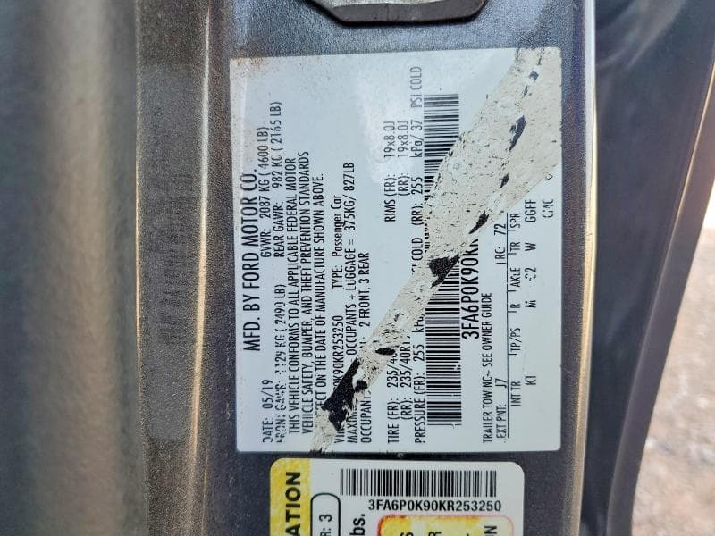 2019 FORD FUSION TITANIUM 12