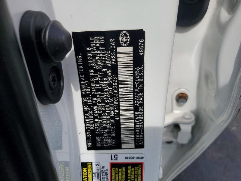 2018 TOYOTA CAMRY LE LE 13