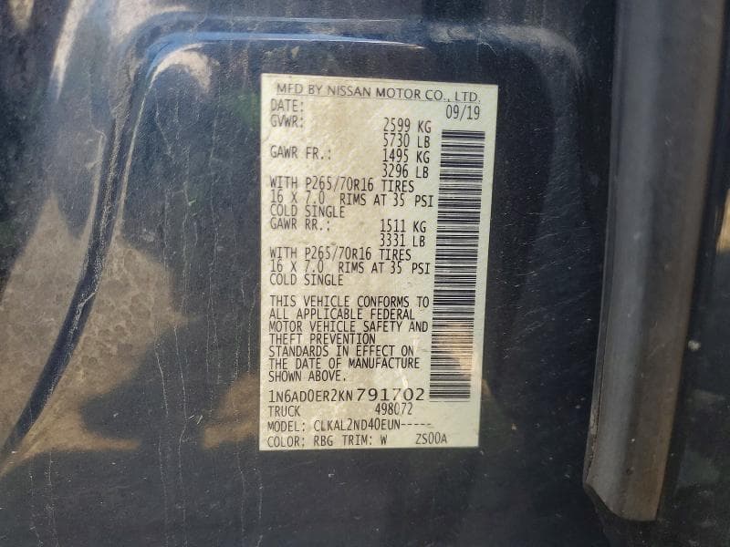 2019 NISSAN FRONTIER SV 12