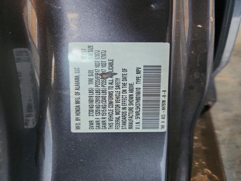 2017 HONDA ODYSSEY SE 12