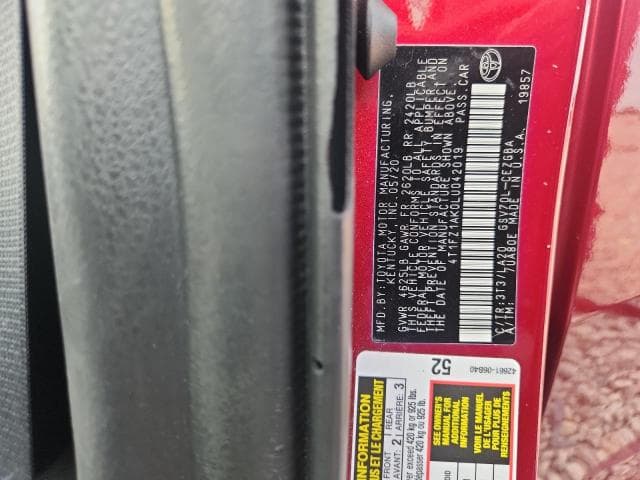 2020 TOYOTA CAMRY XLE XLE 12