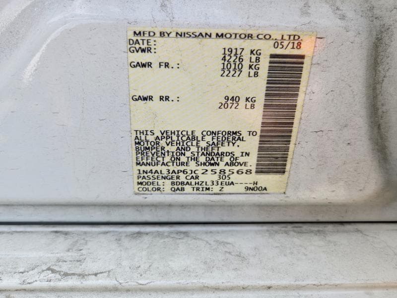 2018 NISSAN ALTIMA 2.5 SR 13