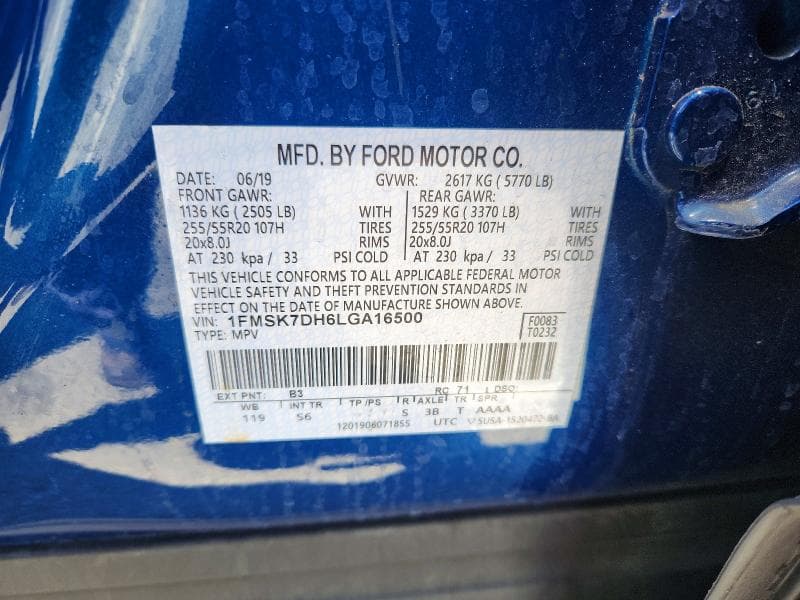 2020 FORD EXPLORER XLT 12