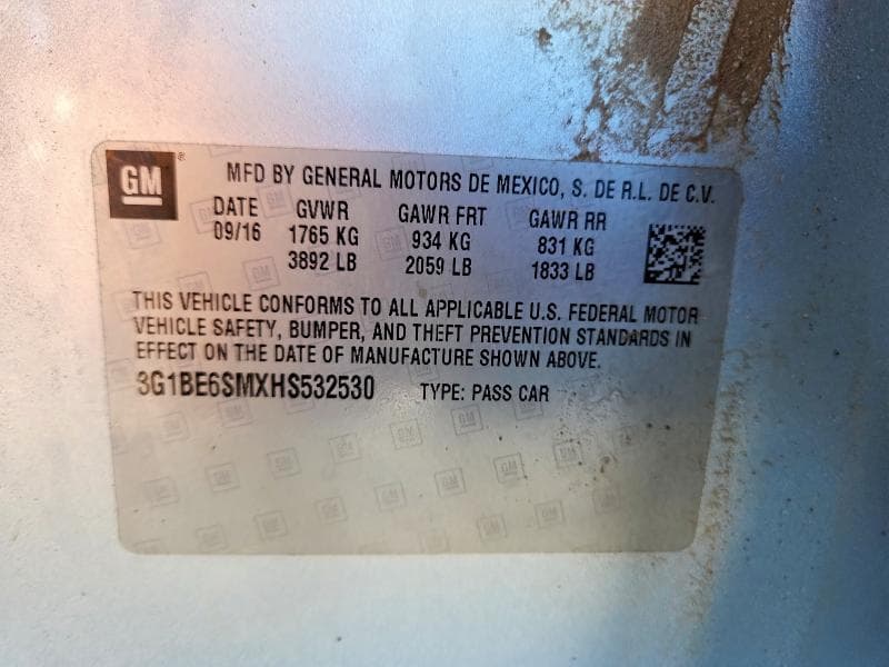 2017 CHEVROLET CRUZE LT LT 13