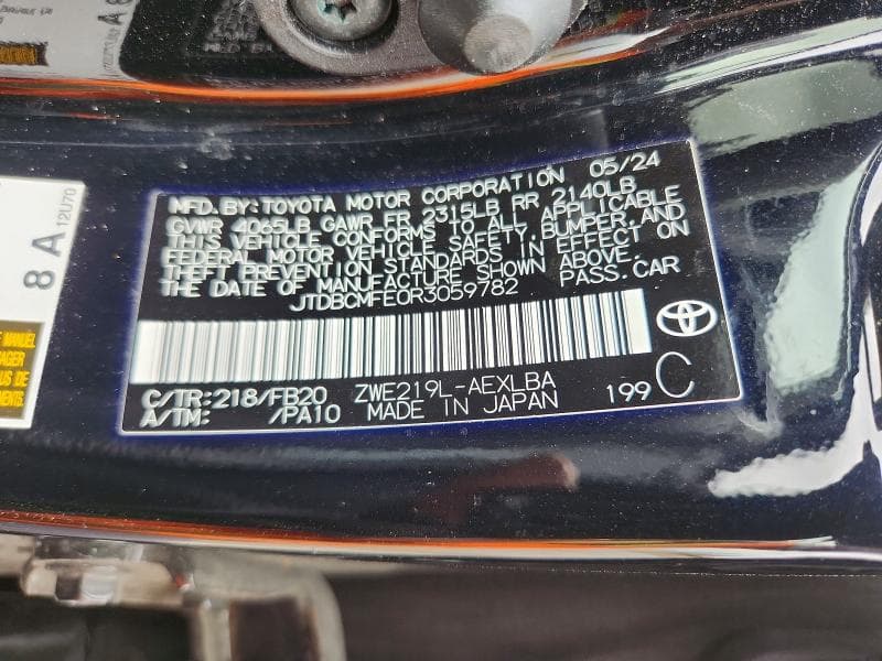 2024 TOYOTA COROLLA HYBRID LE 12