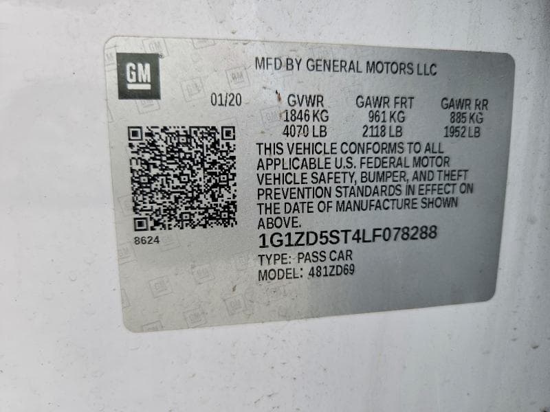 2020 CHEVROLET MALIBU LT LT 12