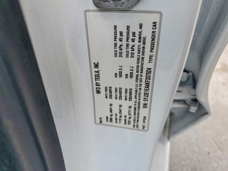 2019 TESLA MODEL 3 12