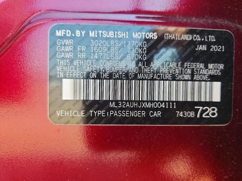 2021 MITSUBISHI MIRAGE ES ES 13