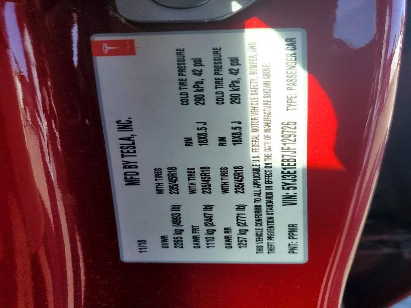 2018 TESLA MODEL 3 12