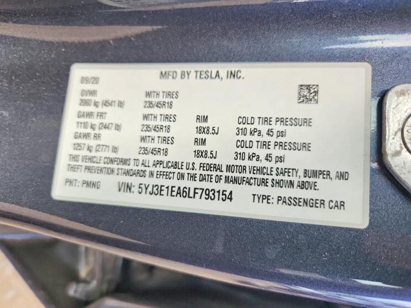 2020 TESLA MODEL 3 13