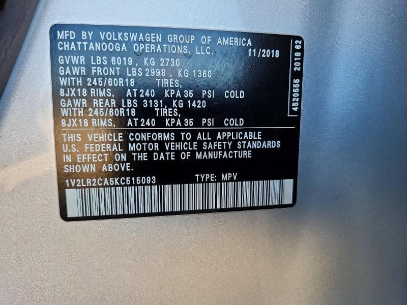 2019 VOLKSWAGEN ATLAS SE 13