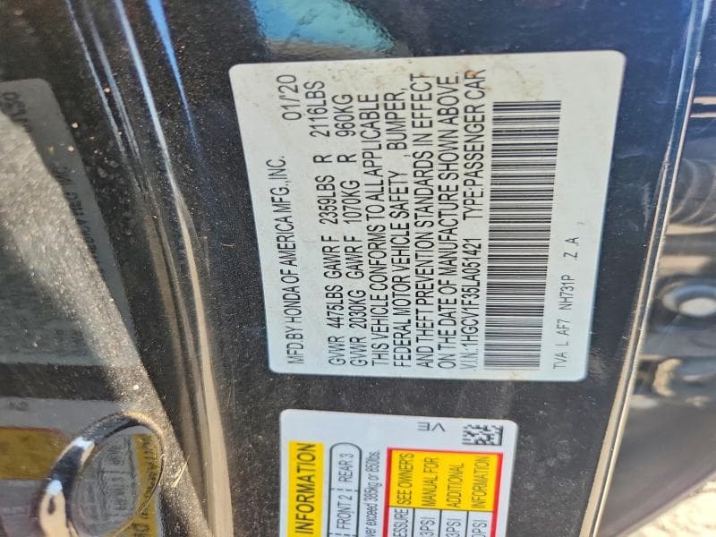 2020 HONDA ACCORD SPORT SPORT 12